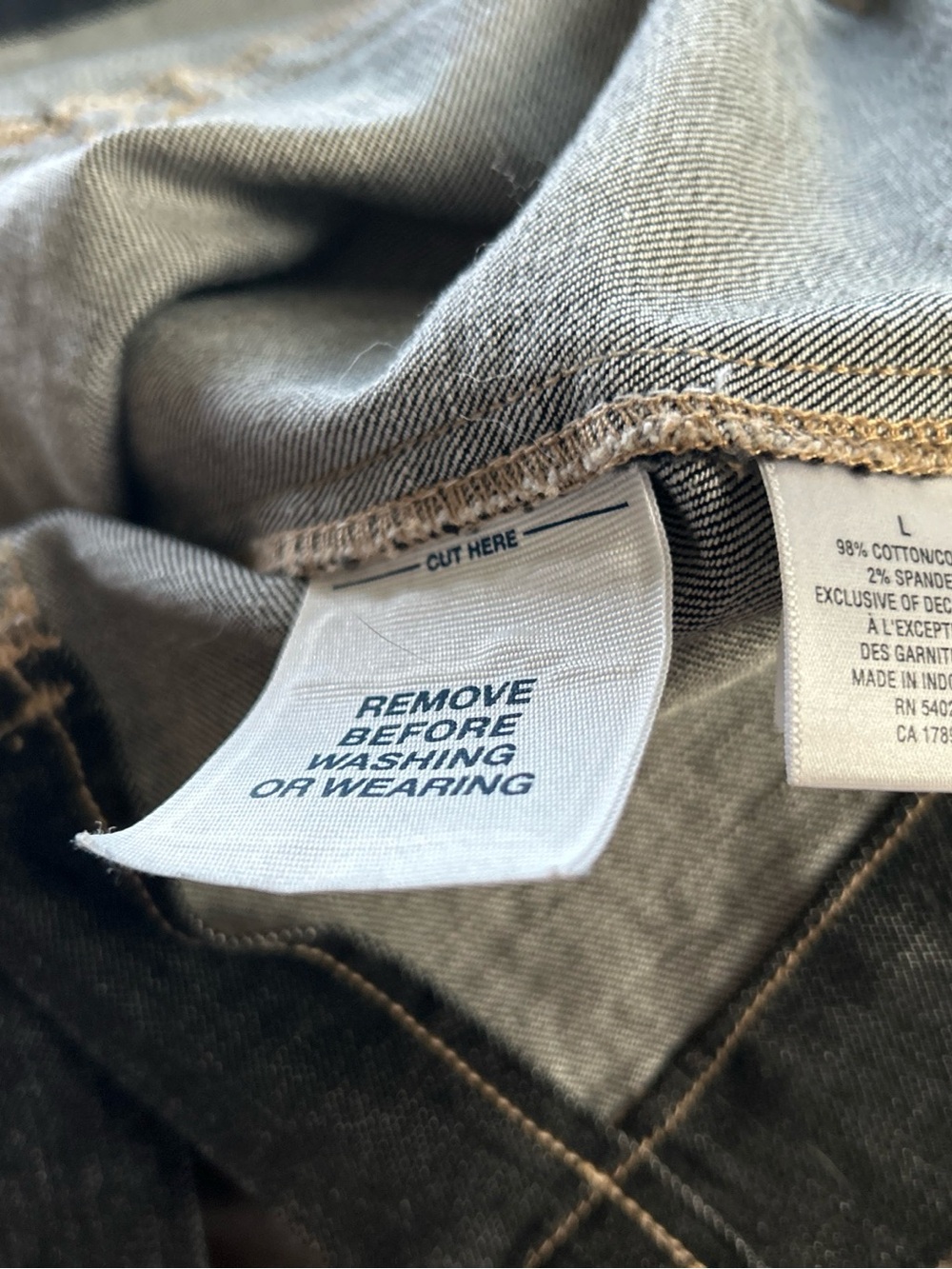 Vintage Old Navy Dark Blue Denim Military-Style Jacket with Contrast Stitching L - Picture 12 of 12